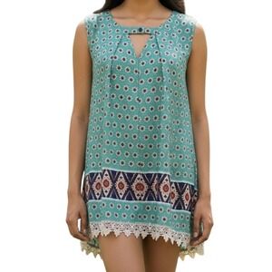 HONEYME Multicolor Sleeveless Floral Summer Tunic Dress EUC‎ Size Small